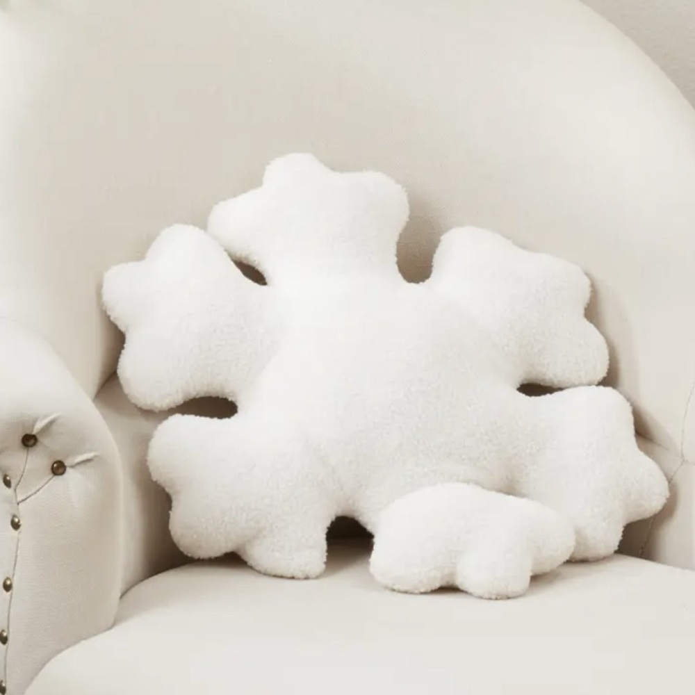 White Snowflake Throw Pillow